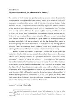 The role of semantics in the reform socialist Hungary1