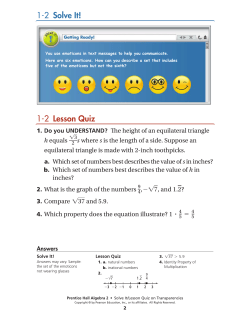 1-2 Lesson Quiz 1-2 Solve It!