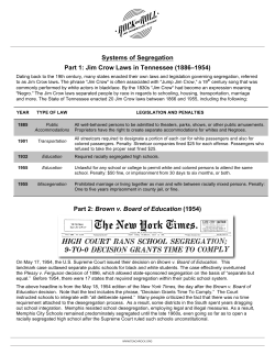 Systems of Segregation Part 1: Jim Crow Laws in Tennessee (1886
