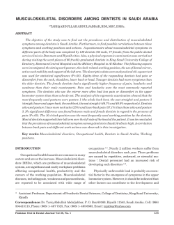 musculoskeletal disorders among dentists in saudi arabia