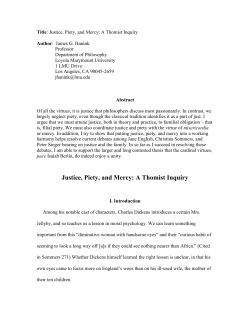 Justice, Piety, and Mercy: A Thomist Inquiry