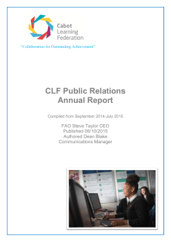 CLF PR Analysis 2014-2015 - Cabot Learning Federation