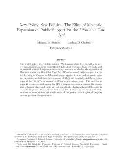 New Policy, New Politics? The Effect of Medicaid Expansion on