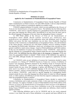 Maciej Zych Commission on Standardization of Geographical
