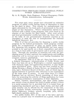 Construction Program Under Federal Public Works Administration