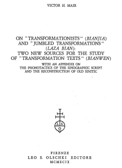ON "TRANSFORMATIONISTS" (BIAN]IA) AND "JUMBLED