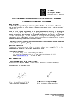 British Psychological Society - Psychology Board of Australia