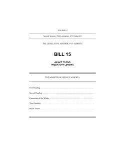 BILL 15 - Legislative Assembly of Alberta
