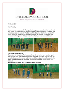 3rd March 2017 Dear Parents, A warm welcome back to all. We