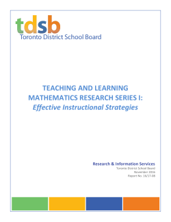TEACHING AND LEARNING MATHEMATICS RESEARCH SERIES I