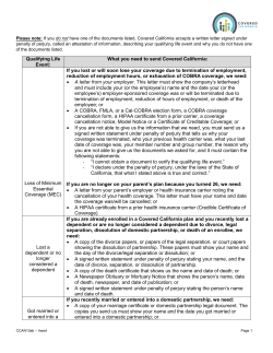 Special Enrollment Acceptable Document List