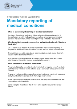 Mandatory reporting of medical conditions