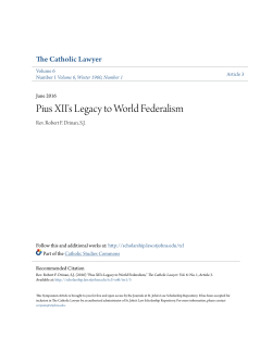 Pius XII`s Legacy to World Federalism