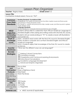 Contrastive Analysis Lesson
