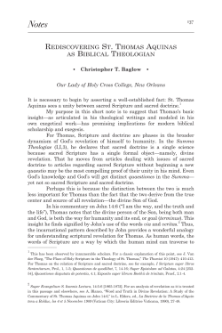 Rediscovering St. Thomas Aquinas as Biblical Theologian