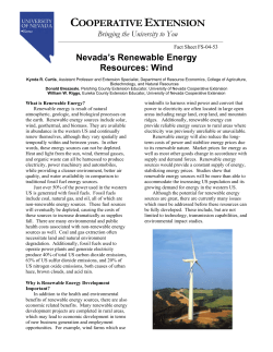 Nevada`s Renewable Energy Resources: Wind
