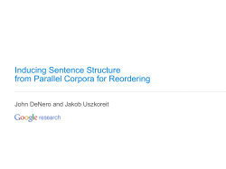 Inducing Sentence Structure from Parallel Corpora for Reordering