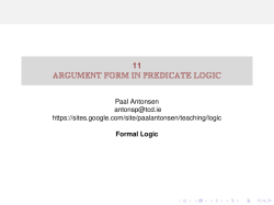 11 ARGUMENT FORM IN PREDICATE LOGIC