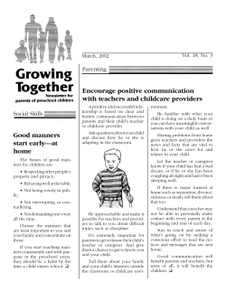Good manners start early&mdash;at home Encourage positive