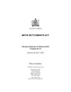 metis settlements act - Alberta Queen`s Printer