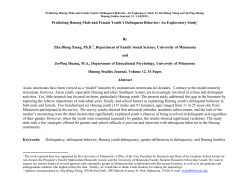 Predicting Hmong Male and Female Youth`s Delinquent Behavior