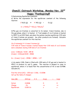 Chem31 Outreach Workshop, Monday Oct