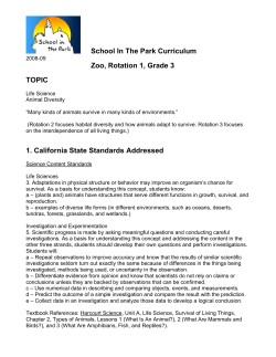 School In The Park Curriculum Zoo, Rotation 1, Grade 3