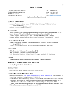 Rucker C. Johnson - Goldman School of Public Policy