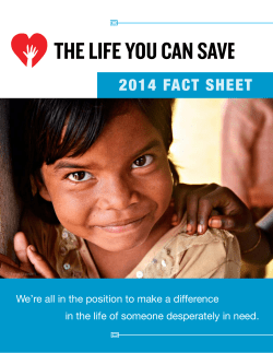 2014 FACT SHEET - The Life You Can Save