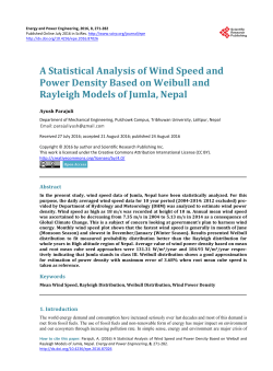 A Statistical Analysis of Wind Speed and Power Density Based on