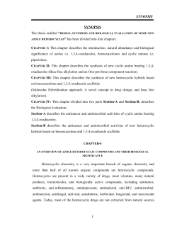 SYNOPSIS I SYNOPSIS AZOLE HETEROCYCLES