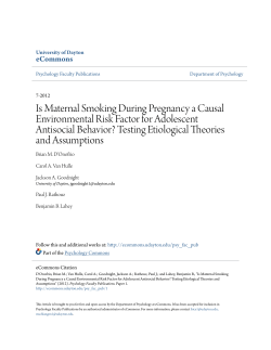 Is Maternal Smoking During Pregnancy a Causal