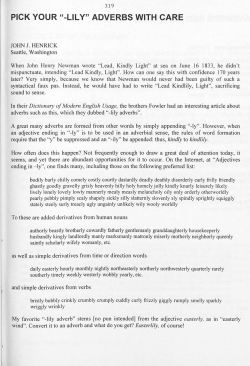 Pick Your "-lily" Adverbs With Care