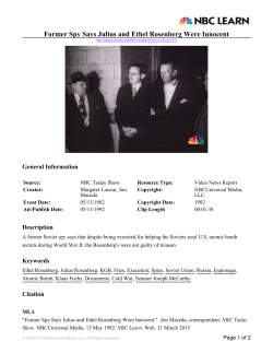 Former Spy Says Julius and Ethel Rosenberg Were