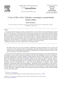 A Lab of Their Own: Genomic sovereignty as