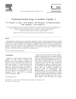 Traditional herbal drugs of southern Uganda, I