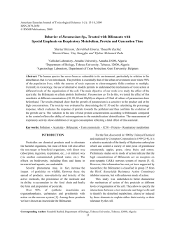 Behavior of Paramecium Sp., Treated with Bifenazate with Special