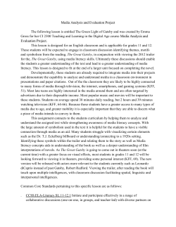 Media Analysis and Evaluation Project The following lesson is