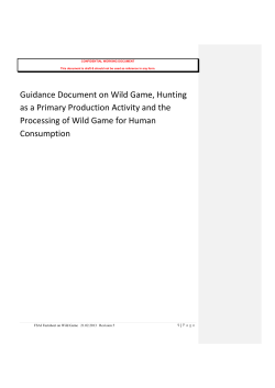 Guidance Document on Wild Game, Hunting as a Primary
