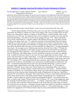 James Anderson W9699 - Southern Campaign American Revolution