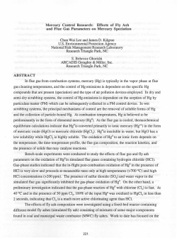 Mercury Control Research: Effects of Fly Ash and Flue Gas