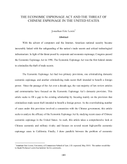 Economic Espionage Act and the Threat of Chinese Espionage in