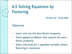 5.1 The Greatest Common Factor, Factoring By Grouping