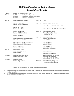 2017 Southeast Area Spring Games Schedule of