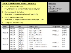 Earth`s Radiation Balance I