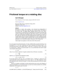 Frictional torque on a rotating disc