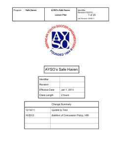 AYSO`s Safe Haven Lesson Plan