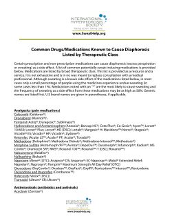 Common Drugs/Medications Known to Cause Diaphoresis Listed by
