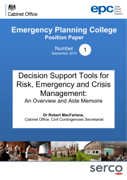 Decision Support Tools for Risk, Emergency and Crisis Management