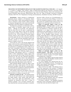 The Effect of Meteorite Impacts on the Elements Essential for Life